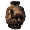 Autumn 3D Horse Pattern Printed Hoodies Fashionable Casual Sports Long Sleeved Men's Hooded Sweatshirts