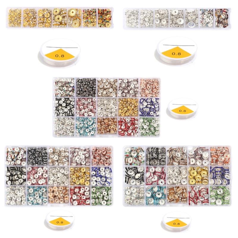 Rhinestones Rondelle Spacer Beads Delicate Rondelle Beads with Sparkling Crystals for Elegant Jewelry Creations