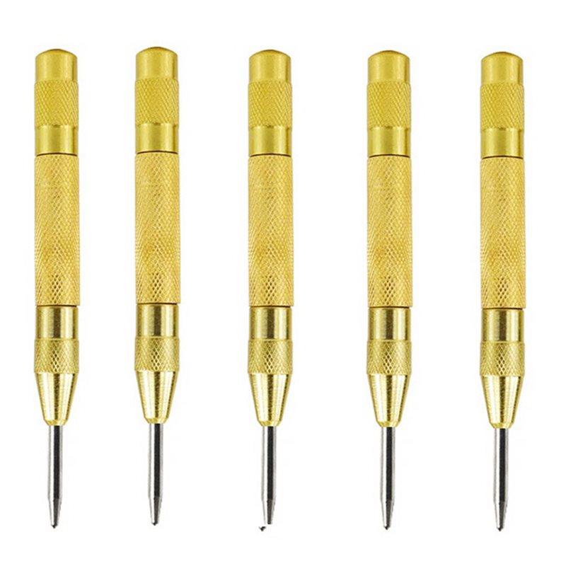 SHGO-5Pcs Spring Loaded Automatic Center Punch Spring Loaded Punch Dent Marker Tool For Woodworking