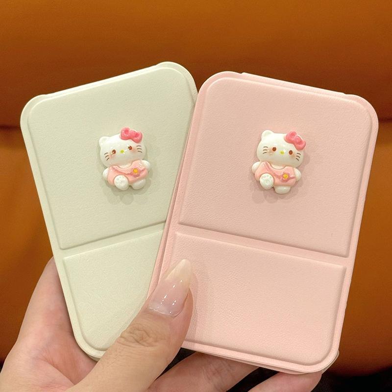 Kawaii Sanrio Hello Kitty Mirror Student Desktop Folding Convenient Anime Makeup Pocket Mirror Toys Girls Gifts Adjustable Angle