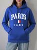 Paris France Flag Printing Hoodies Women Basics Comfortable Sweatshirt Fleece Warm Soft Pullover Casual Pocket Womans Clothes