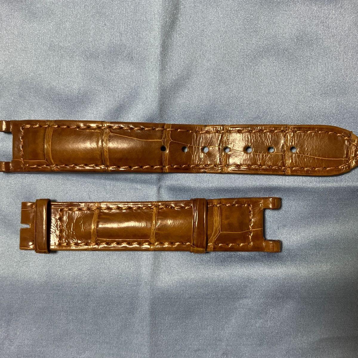 Used Cartier watch replacement strap crocodile embossed genuine leather brown