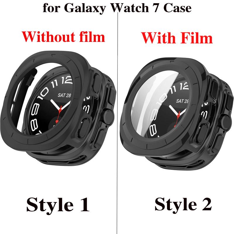 PC Case for Samsung Galaxy Watch 7 Ultra 47mm Tempered Glass Anti-scratch Screen Protector Bumper Protective Cover Accessories