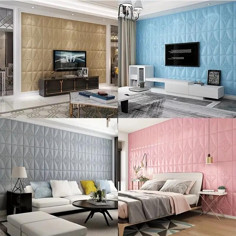 35*35Cm Creative Self-Adhesive Panels Tv Background Wall Decals Living Room Wall Cover Grid Soft Bag 3D Home Ornament