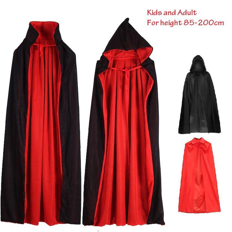 Devilish Halloween Vampire Hooded Cape For Adult And Kids Cosplay Costume