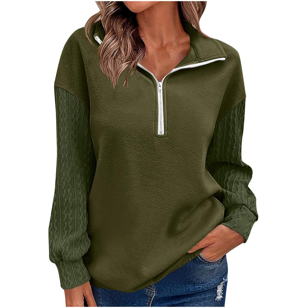 Women Fall Fashion Long Sleeve Shirts Patchwork Sweatshirt Casual Pullover Tops