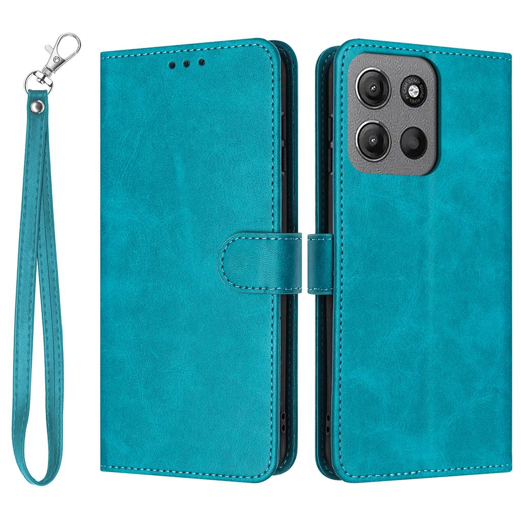 For Motorola Moto G15 4G Case Flip Stand PU Leather Wallet Phone Cover Calf Texture