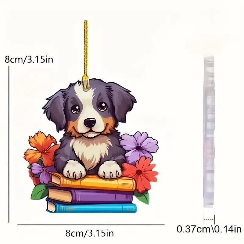 

Acrylic Cute Adorable Puppy Car Pendant Keychain Backpack Decoration Gift For Holidays
