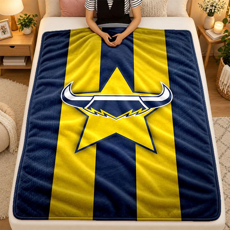 Flannel BlanketNorth Queensland Cowboys Warm Soft Throw Blanket for Indoor Sofa Bed Living Room Use