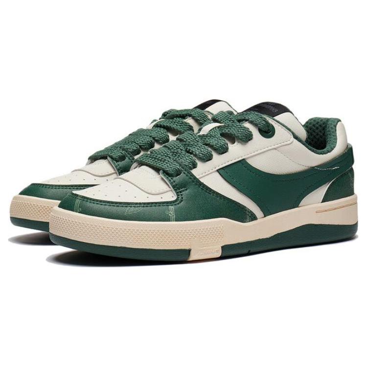 New LiNing Zhengrong 92S Cushioning Wear Resistant Low Top Skateboard Shoes Women's Deep Temple Green AEPT004-2