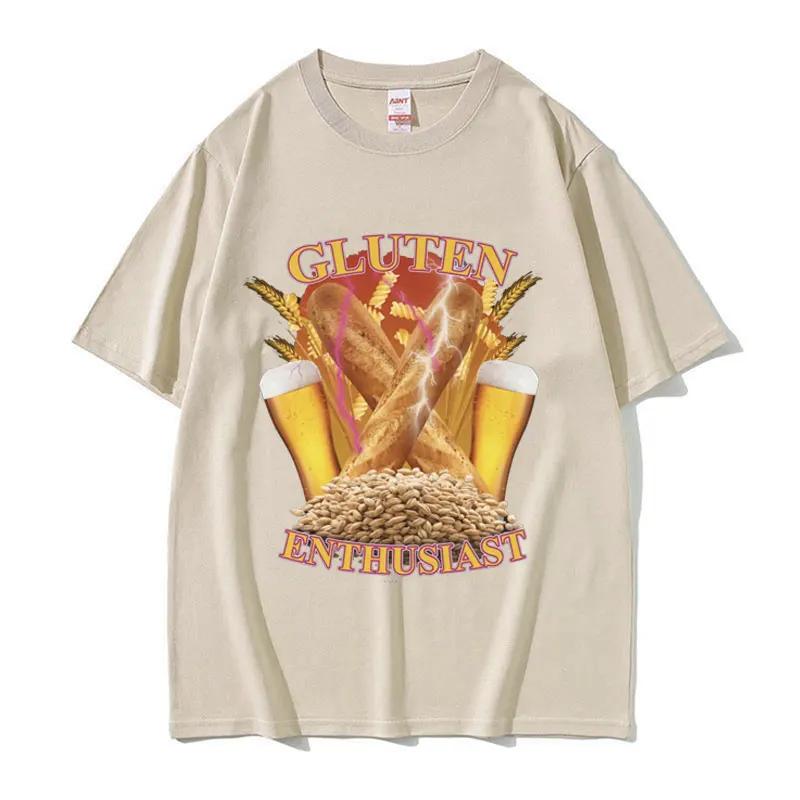 Funny Gluten Enthusiast Meme Graphic T Shirt Men's Fashion Cotton Short Sleev T-shirts O-Neck Loose Oversized T-shirt