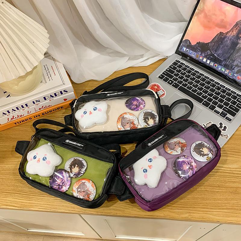Transparent Pain Bag Female Summer Junior High School Student Large Capacity Crossbody Bag Class Commuter Shoulder Bag