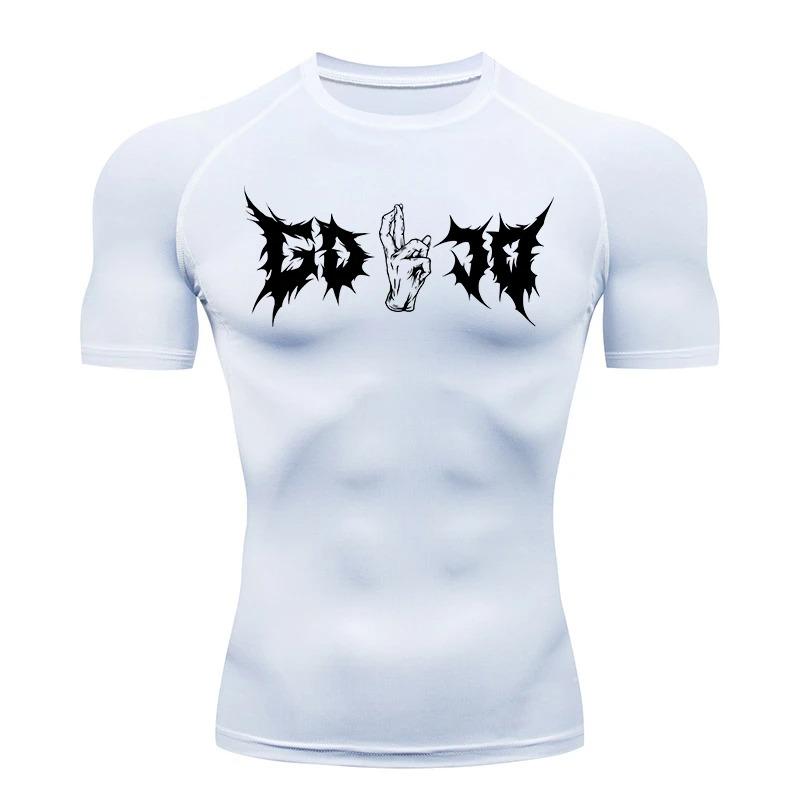 Gojo Print Compression Shirt for Men Sporty Athletic Quick Dry Tshirt Tops Gym Workout Running Baselayers Undershirts Rash Guard
