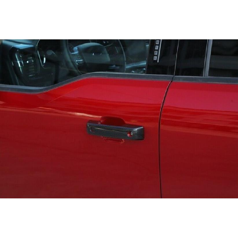 4pcs Exterior Door Handle Shell Decor COVER Trim For Ford F150 21+ Carbon Fiber
