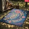 Aesthetic Butterfly Galaxy Floral Area Rug,Colorful Swirl Flower Carpet for Living Room, Boho Floor Mat for Bedroom Decor