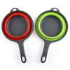 Long handle silicone foldable strainer, portable fruit & vegetable washing basket, kitchen draining tool for pasta, veggies & fruits