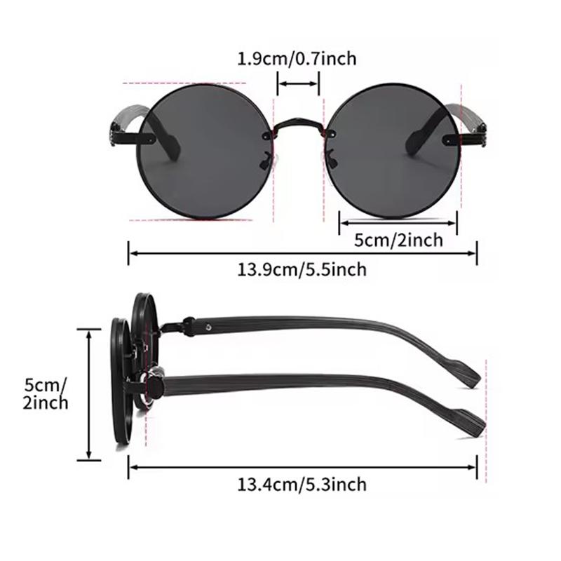 Ikke-polariserte Herre Dame Trendy Runde Innfatning Solbriller Oversized Trendy Gradient Glass Øyebeskyttelse