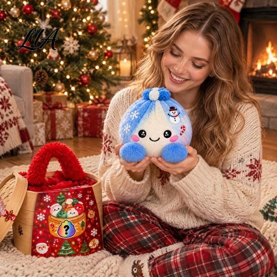 Cartoon Steamed Bun Plushie Christmas Plush Dumpling Toy with Steamer, Stress Relief Stuffed Decoration Squeeze Toy, for Holiday Steamer