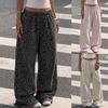 Women's Fashion Leopard Print Sweatpants 2026 Fall Winter Casual Loose Warm Joggers High Waist Cuffed Pants