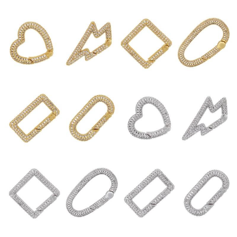 Cubic Zirconia Clasp Hook for Handmade Necklace Jewelry Making Supplies Gold/Silver Plated Brass Geometric Connector