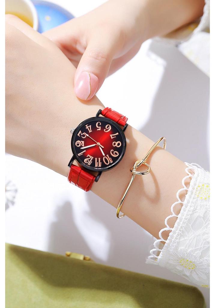 Crocodile Pattern Shockproof Leather Strap Women's Quartz Wristwatch: Versatile Fashion Accessory for Students