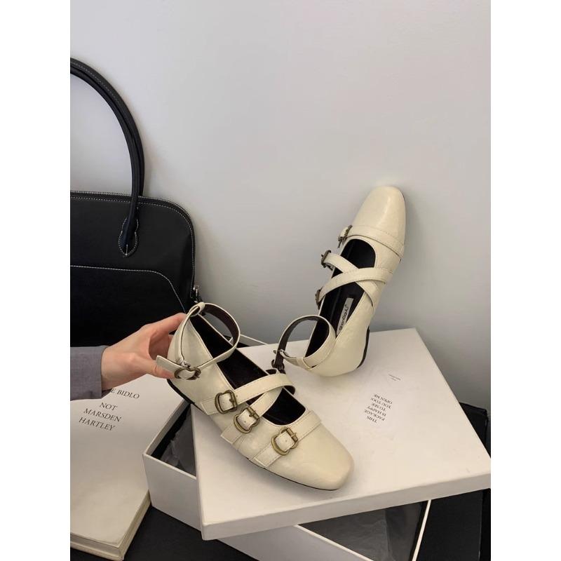 

Niche square head Mary Jane shoes flat single shoes small single shoes temperament evening shoes with skirts ladyshoes 40 белый