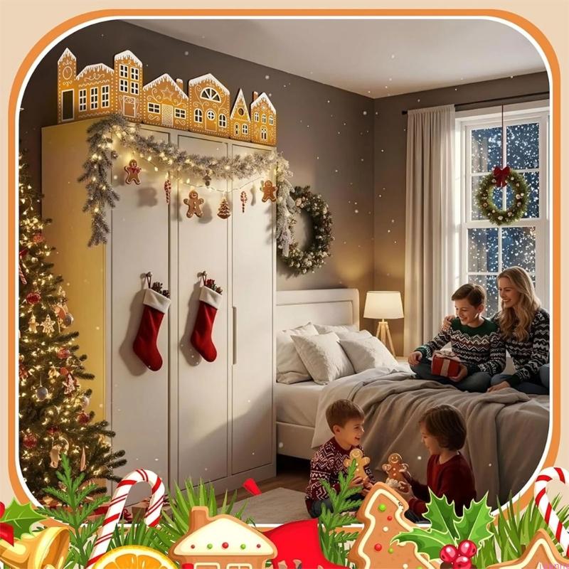 Handbuilt Large Christmas Cake House Cardboard Outfits with Lights, Cardboard Cake Village Decor for Christmas Party Games Handb