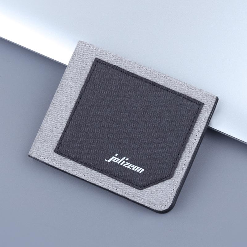 

Мужской ультратонкий холщовый и кожаный короткий кошелек с держателем для карт