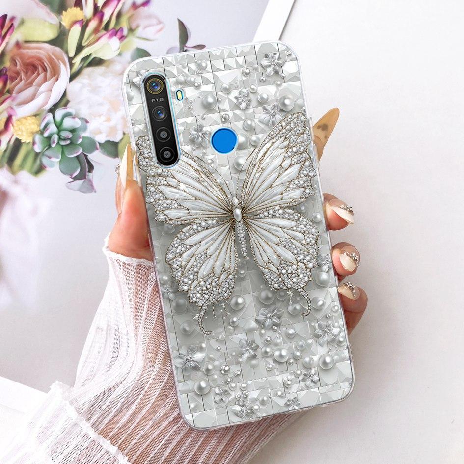 For Realme 5 Pro Case RMX1971 Fashion Flower Transparent TPU Soft Silicone Back Cover For Realme 5 5S 5i Funda Realme5 5Pro Capa