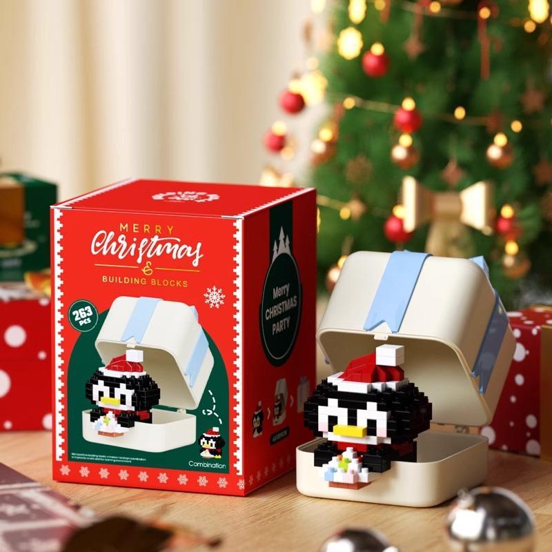 Non-Toxic 33 Style Cartoon Santa Claus Snowman Wishing Tree Apple Candy House Building Blocks City Compatible Diy Toys Children'S Gifts