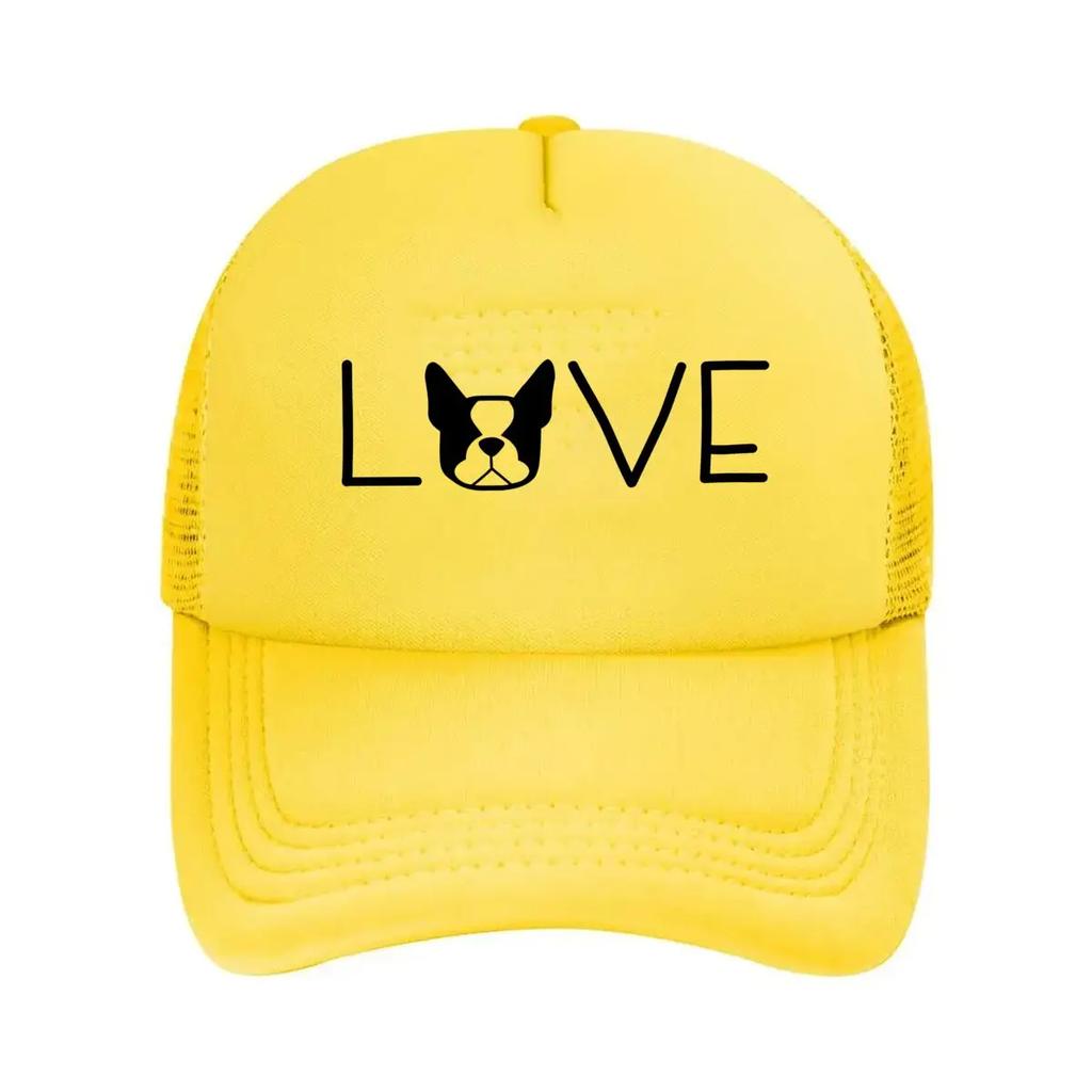 Love Dog Pet Inspired Cute Canine Word Art Design Mesh Baseball Cap