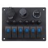 Waterproof 6 Gang Switches Panel with Digital Voltmeter Marine Vehicle Switches