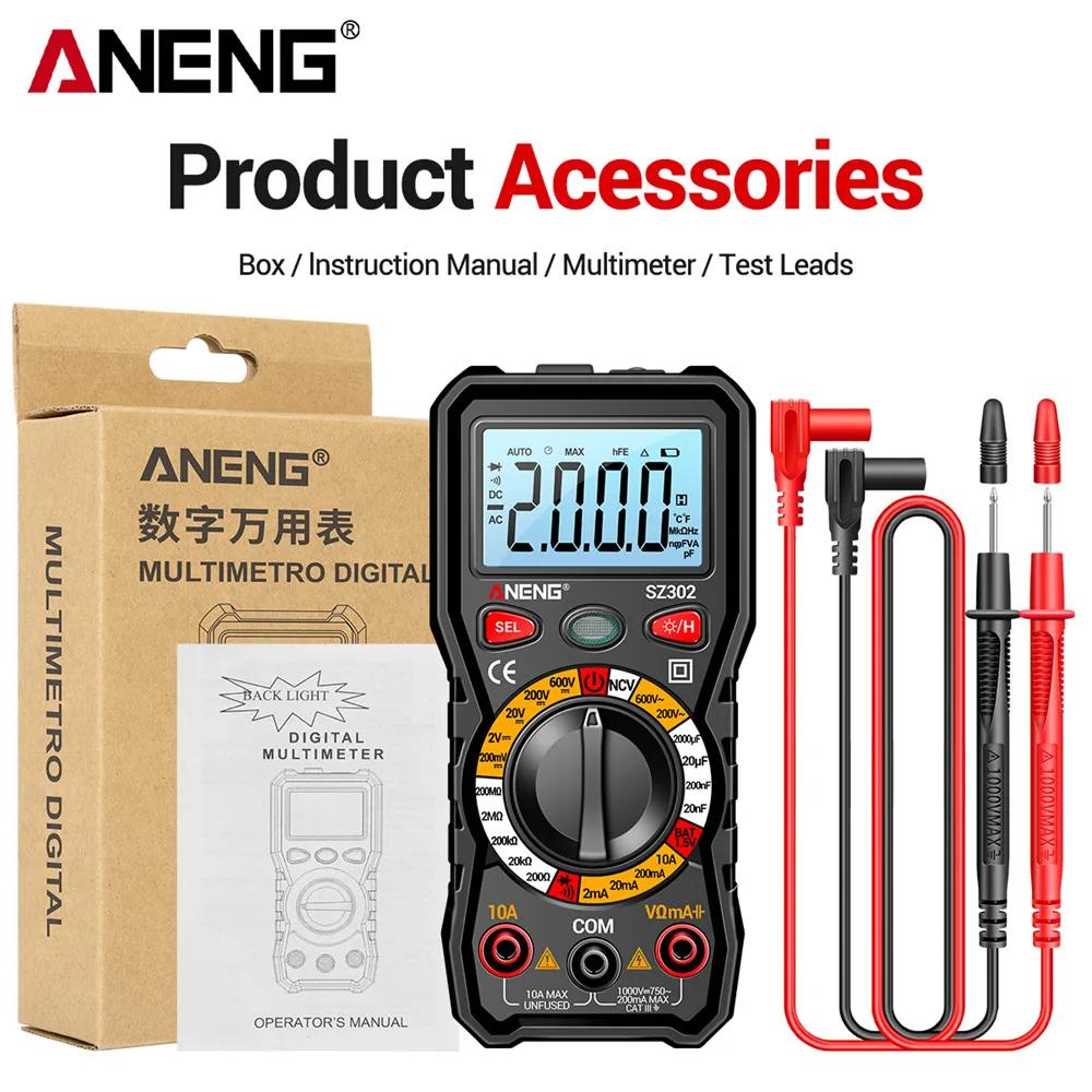Digital Multimeter AC/DC Votage Current Automatic Tester ANENG SZ302 NCV Detector Resistance Ohm Ammeter Capacitance Meter