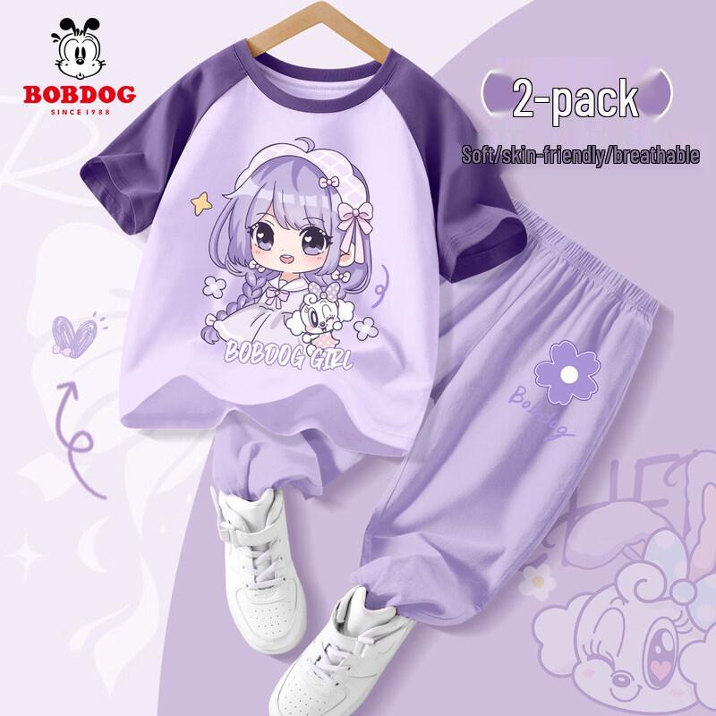 Фиолетовый летний спортивный костюм для девочек BOBDOG 120
