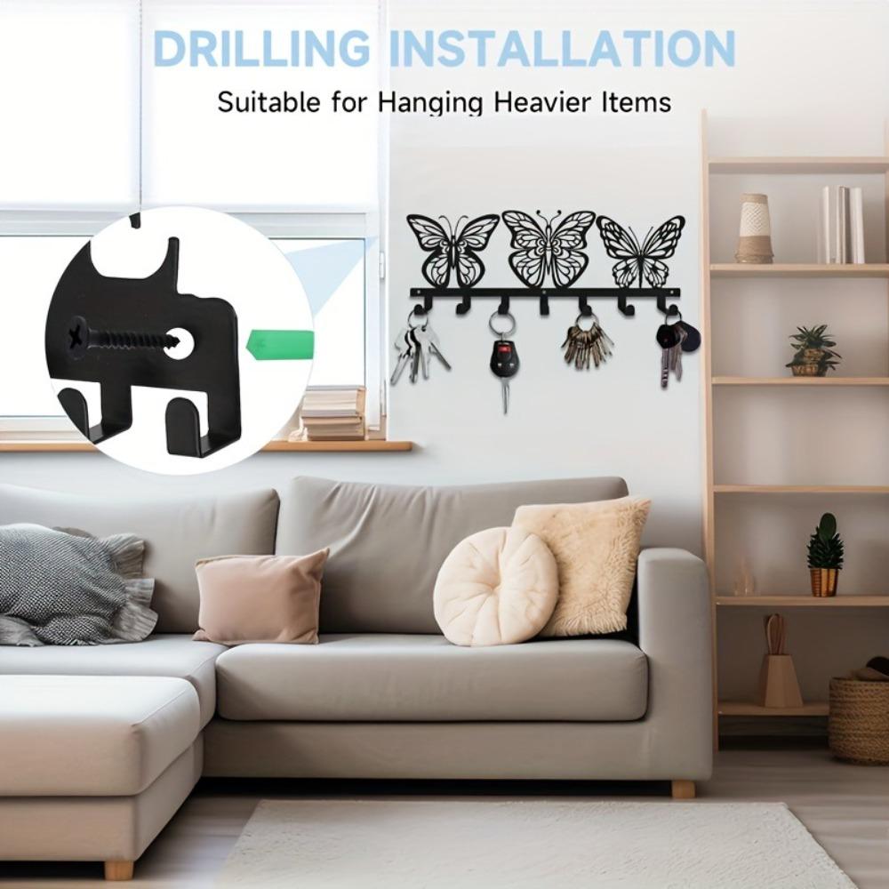 Modern Metal Butterfly Key Holder Vintage Wall Mount Entryway Organizer Holiday Home Decor Gift