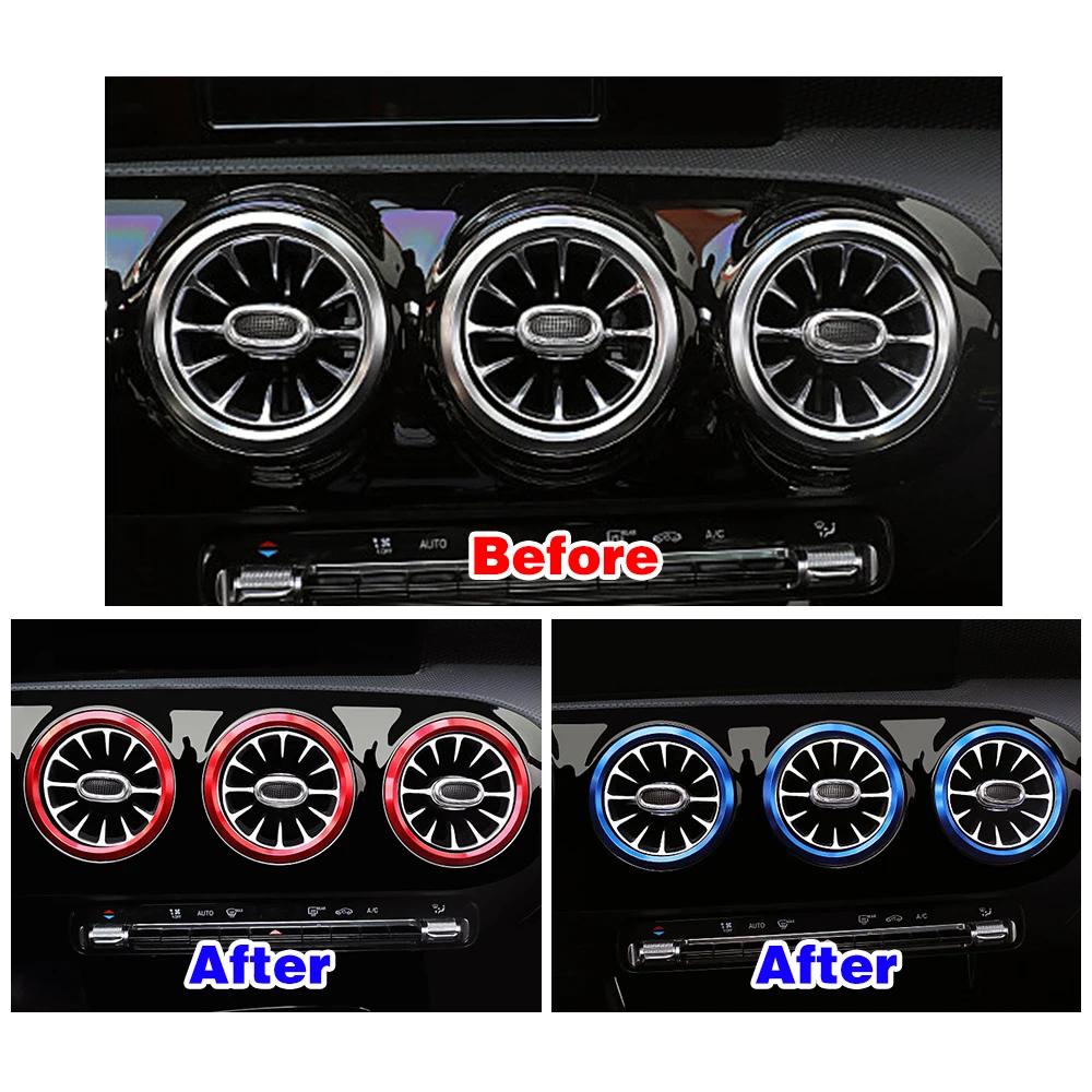 

For Mercedes Benz A B CLA GLA GLB 2022 Car Air Conditioner AC Outlet Turbo Vent Ring Trim Red Blue Color Refit Sticker