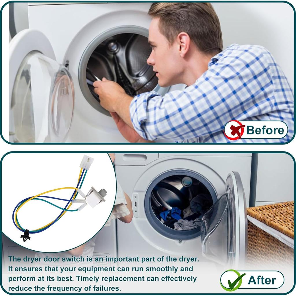 8283288 Dryer Door Switch with Wire, Whirlpool Dryer, WPW10318609 W10318609 8574875 W10128087 8283288 4165281 4371407 8519323 865677