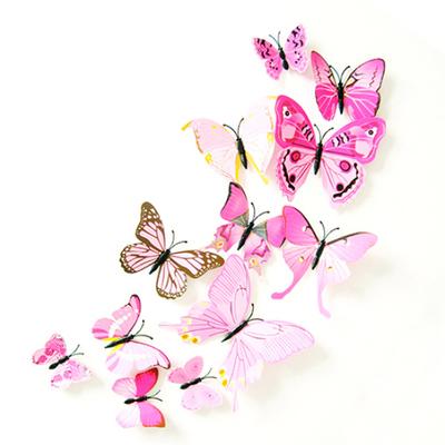 Autocollants muraux 3D papillon, 12 pièces, aimant de réfrigérateur, décoration de salle pour fête de mariage, DIY bricolage