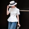 Women's French Elegant Ruffle Trim Lyocell Cotton Blouse