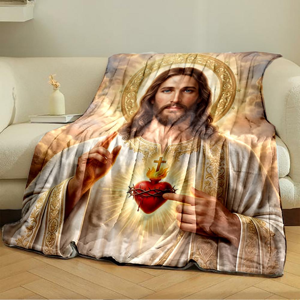 Sacred Heart Religious Icon BlanketFlannel blanket for bedroom, living room, sofa, and nap