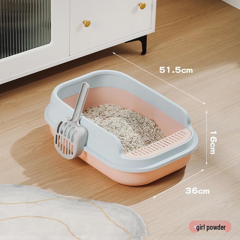 Large Semi-Enclosed Thickened Cat Litter Box with Scoop - Anti-Splash Design