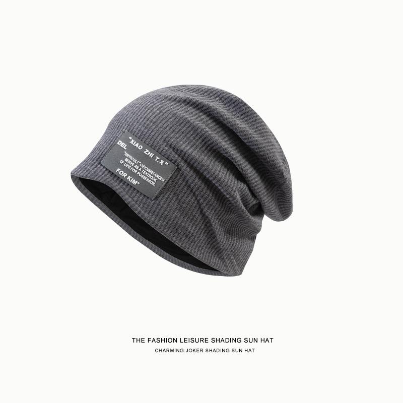 Autumn and winter thin plaid stack hat women's fashion versatile sports headscarf sweating solid color breathable cold hat men