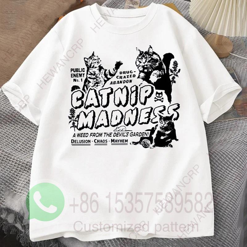 Verrücktes Kätzchen T-Shirt Herren Trainingsanzug Sommer Rundhals Pullover Baumwolle Lässig Sportbekleidung Mode Oberteile Harajuku Retro Streetwear