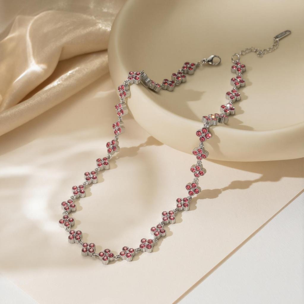 Clover Diamond Luxury Women's Colorful Stainless Steel Necklace