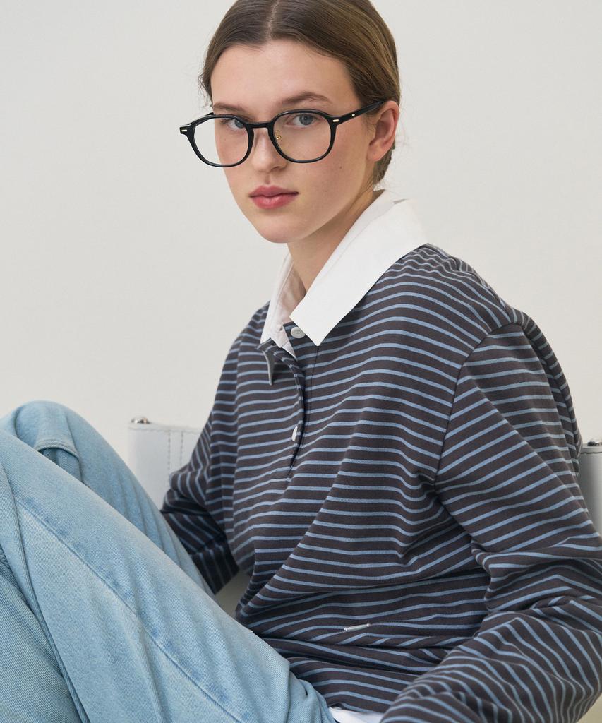 Deuloupisumeon Striped Collar String T-Shirt [Red]