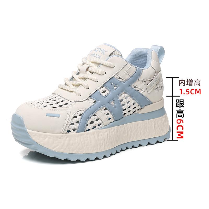 

Casual sports shoes women s 2025 summer new mesh breathable single shoes small inner height increase thick-soled dad shoes children 40