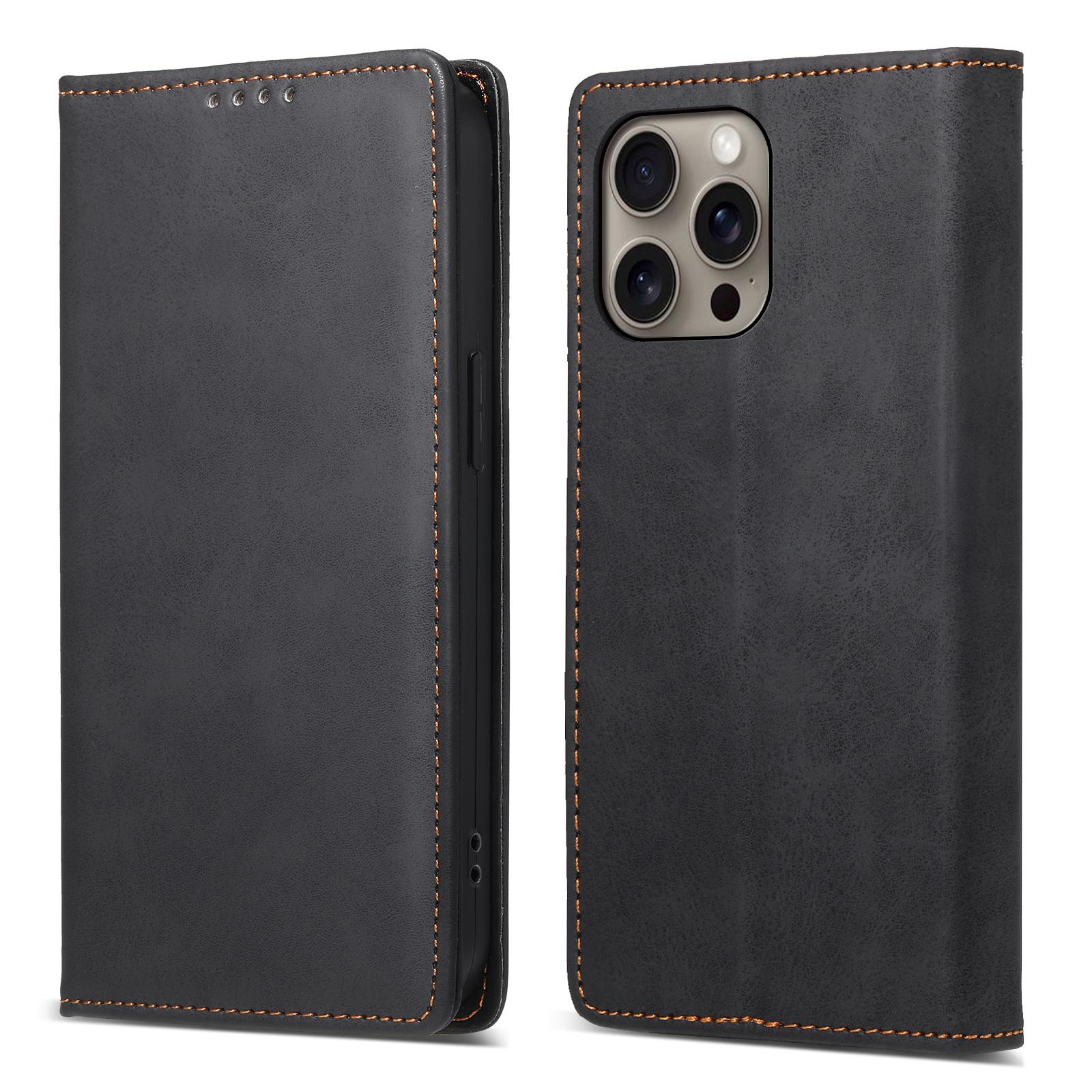

DF-05 For iPhone 16 Pro Max Case RFID Blocking PU Leather Flip Phone Cover Black