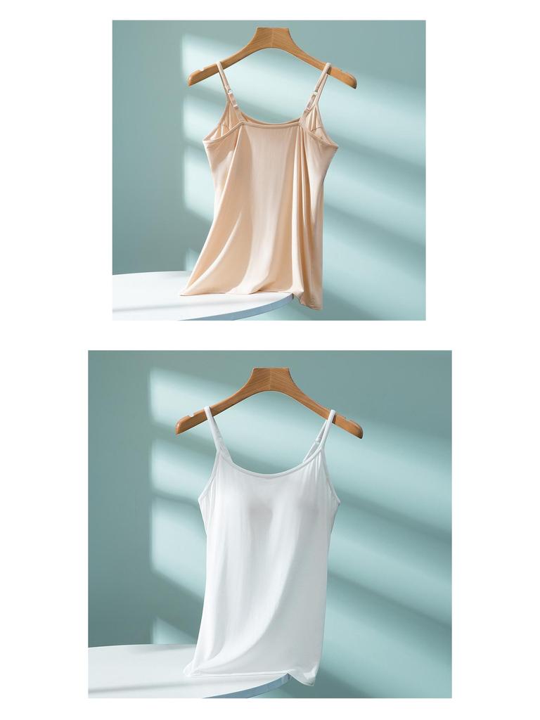 Modal Summer Camisole with Thin Straps and Built-In Bra