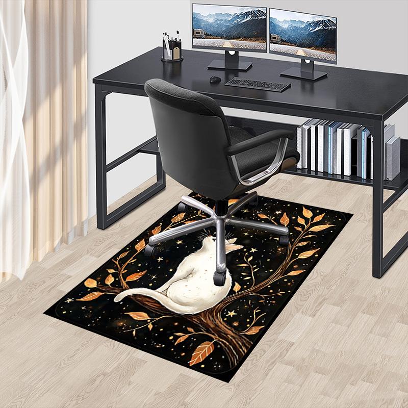 1pc cat moon Carpet Anti Slip Polyester Floor Mat for office.Bedroom