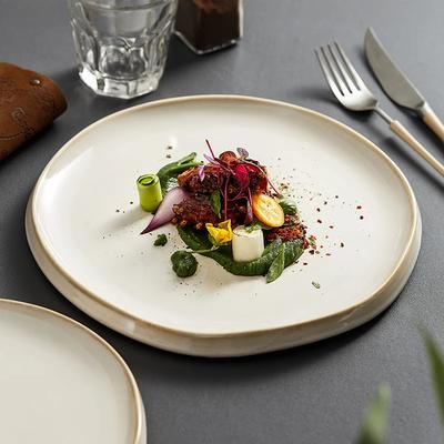 Einfache Keramik-Essteller, rund, Pasta-Steak-Teller, Restaurant, einfarbig, kreatives Geschirr, Snack-Dessert-Tablett, Kochgeschirr